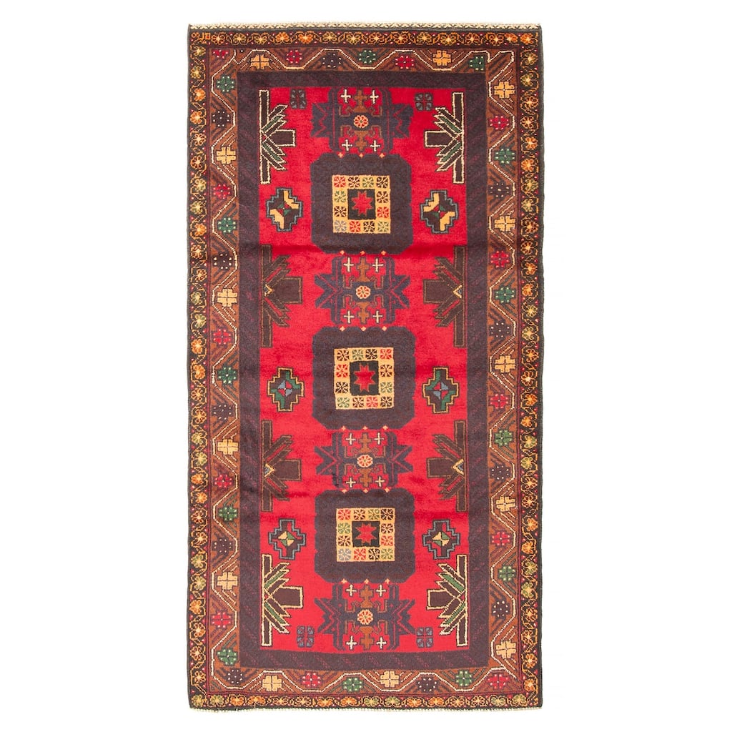 ECARPETGALLERY Hand-knotted Baluch Red Wool Rug - 3'5 x 6'7