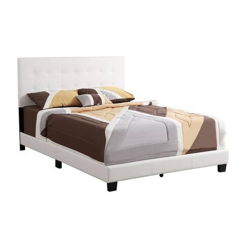 Offex Wooden Caldwell White Queen Panel Bed with Slat Support