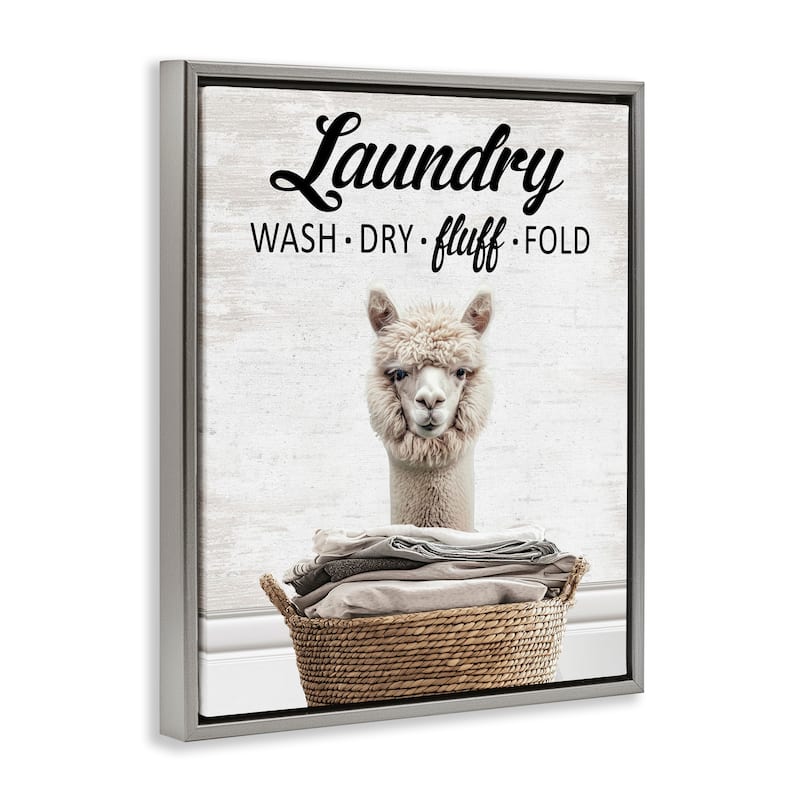 Stupell Wash Dry Fluff Laundry Framed Floater Canvas Wall Art Design By Lettered and Lined
