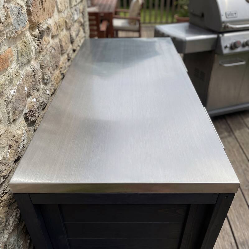 Modular Outdoor Kitchen Island Set, 100% Solid Wood BBQ Cabinet , Patio Kitchen Bar Table