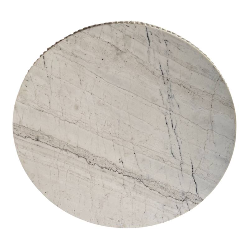 Marble Coffee Table Fluted Round Covered Outdoor Areas - 17" White - 36" x 36" x 17"