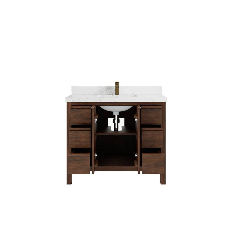 Willow Collections 42 in. W x 22 in. D Elizabeth Solid Teak Single Sink Bathroom Vanity with Countertop