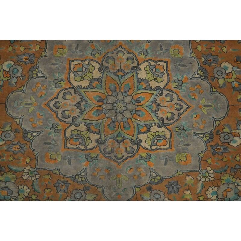 Hand Knotted Oriental 100% Wool Carpet Traditional Floral Brown Tabriz Area Rug - 13' 0'' X 10' 0''