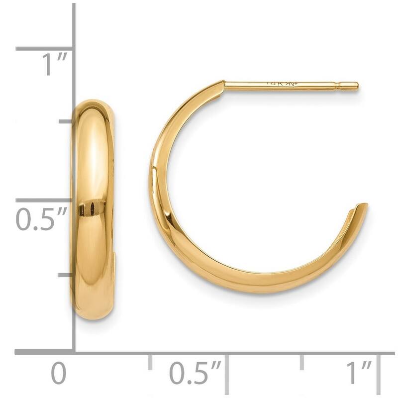 Curata 10k Yellow Gold Polished 17x3.5 Half Hoop Post Earrings