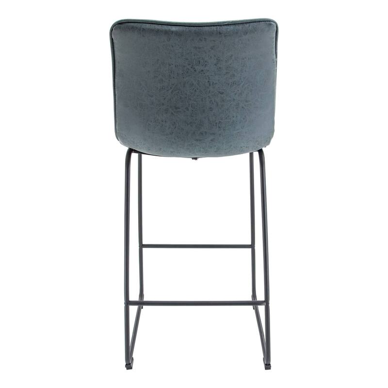 LeisureMod Brooklyn Modern Leather Barstool with Black Sled Base Set of 2 - 29.9