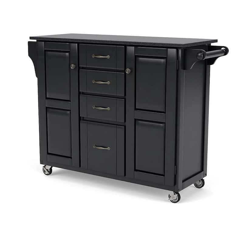 Homestyles Create-A-Cart Black Wood Kitchen Cart - 48" x 18" x 36"