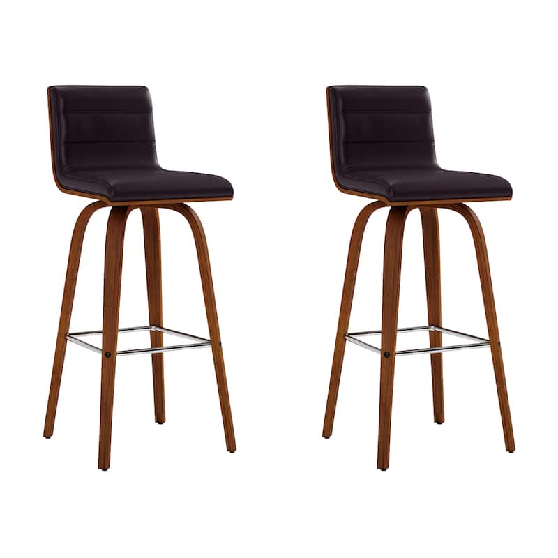 Skara Swivel Bar Stool, Upholstered Bar Height Chair with Bentwood Frame