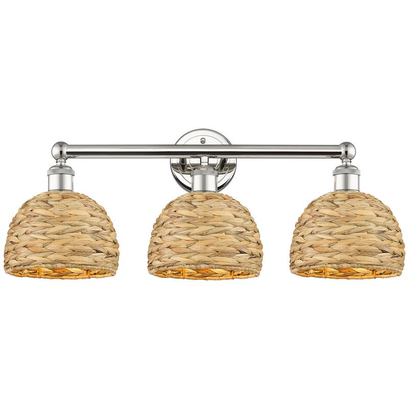 Innovations Lighting Endless Possibilities Edison - Woven Rattan - 3 Light 26" Bath Vanity Light - Polished Nickel