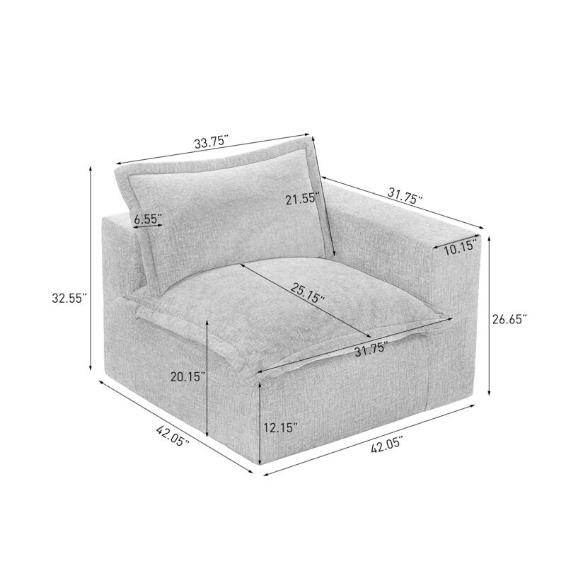 Comfy Cloud Chenille Upholstered Modular Sectional Sofa