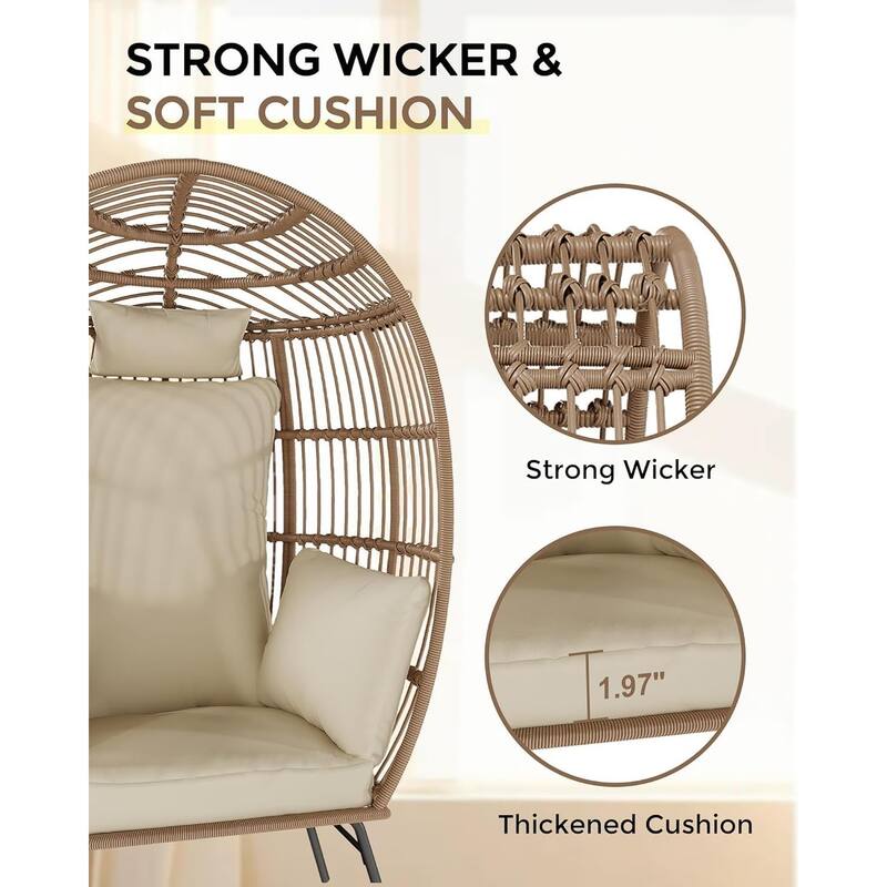 Wicker Egg Chair Set with Ottoman