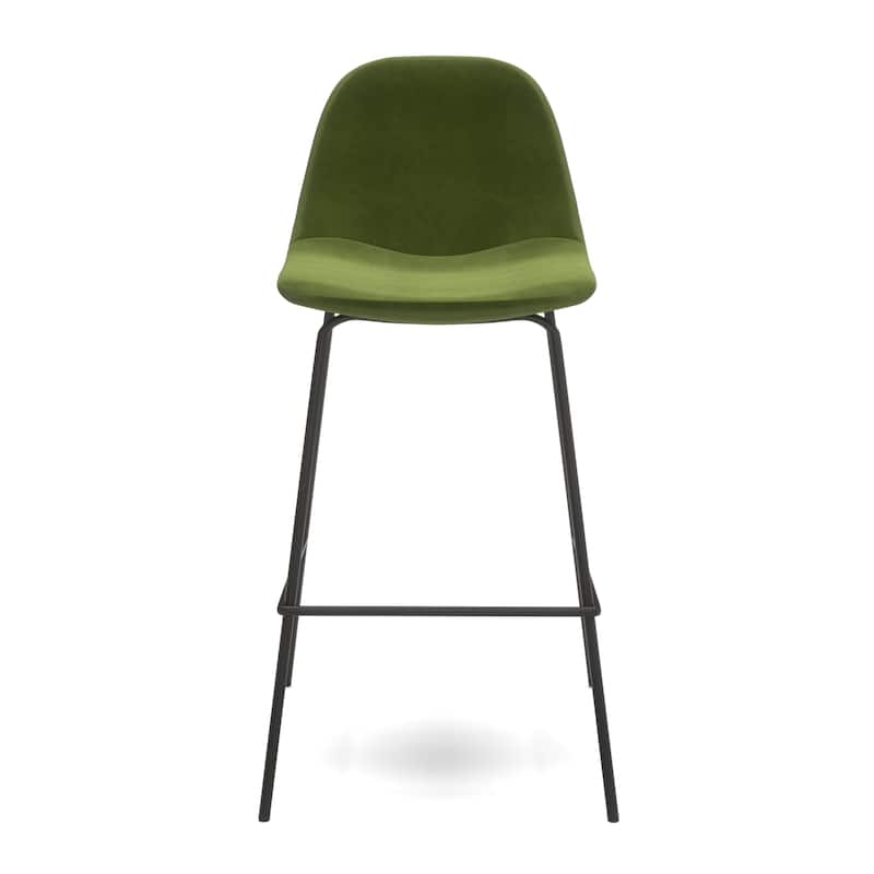 Maxine Velvet Counter Height Stools Black Legs (Set of 2)