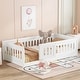 preview thumbnail 86 of 94, White Bed Frame Montessori Bed Twin Size Toddler Floor Bed with Guardrails and Door for Children Boys Girls Kids Playroom