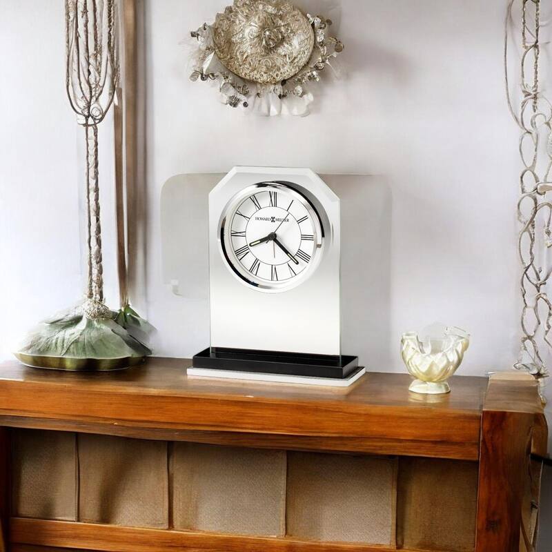 Howard Miller Emerson Modern Sleek Chic Table Clock - Clear-Chrome