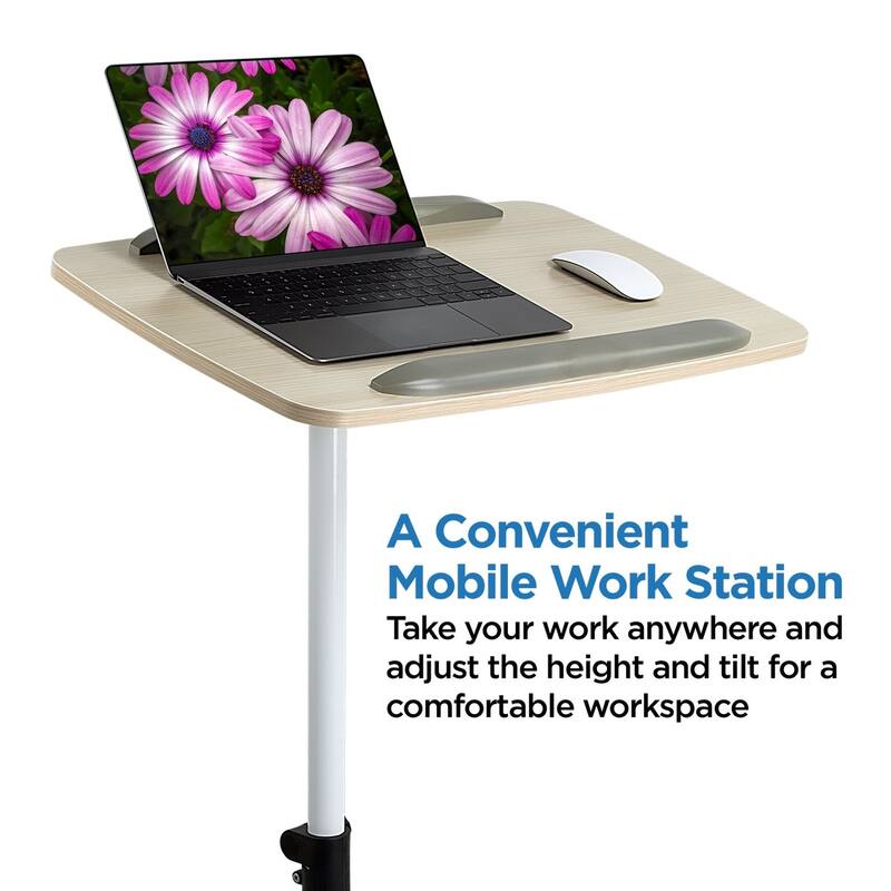 Mount-It! Rolling Laptop Cart, Height Adjustable Bedside Tray With Wheels (MI-7946)