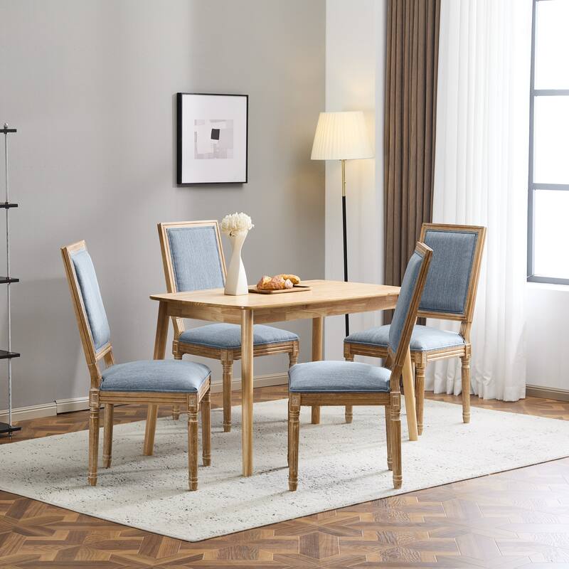 Modern 4 Piece Fabric Dining Chair with Backrest Cushions Wooden Legs for Dining Room Kitchen Living Room Bedroom