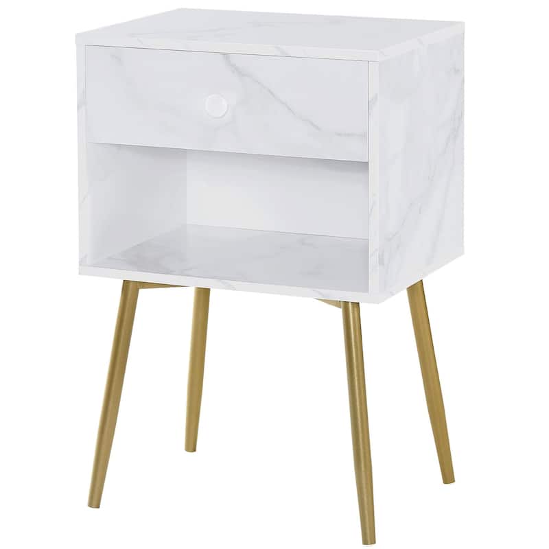 Javlergo Set of 2 Mid-century Modern Nightstand for Bedroom with Storage Drawer and Shelf Small Side End Table for Living Room