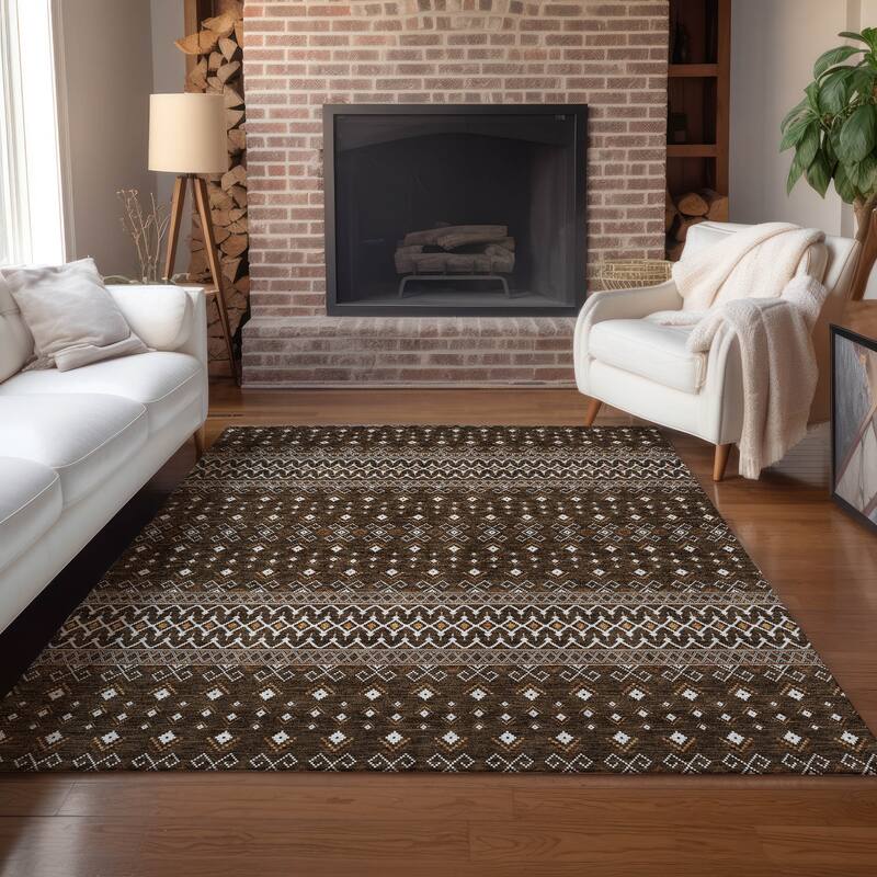 Machine Washable Indoor/ Outdoor Chantille Boho Morrocan Rug