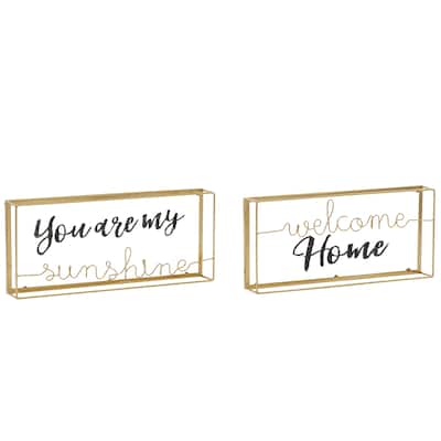 Glass Sunshine, Home Decorative Sign - Set of 2 Gold - Roche River Decor
