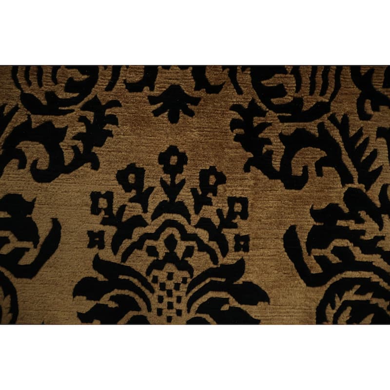 Hand Knotted Oriental 100% Wool Carpet Traditional Floral Yellow & Gold Nepalese Area Rug - 11' 10'' X 9' 0''