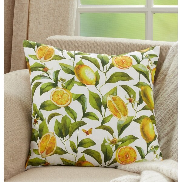 Saro Lifestyle Lemons Design Outdoor Throw Pillow
