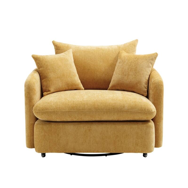 46" Chenille Upholstered Sofa Swivel Chair