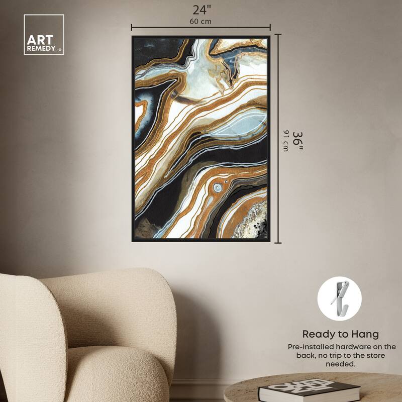 Art Remedy Black And Gold I Framed Mineral, Agate & Geode 1 Piece Canvas Wall Art