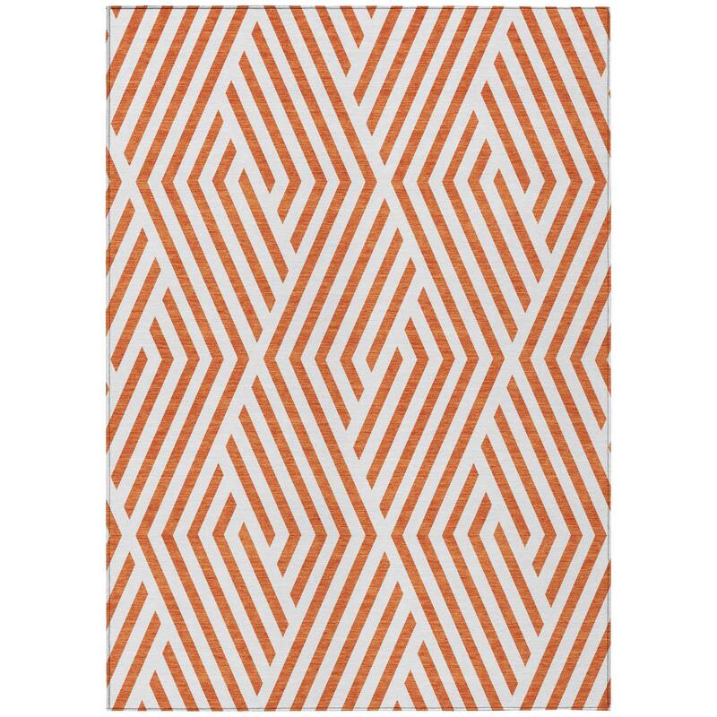 Machine Washable Indoor/ Outdoor Modern Diamonds Chantille Rug