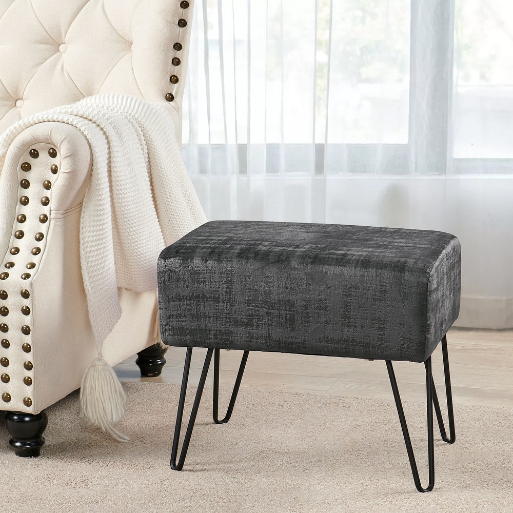 Textured Velvet Ottoman