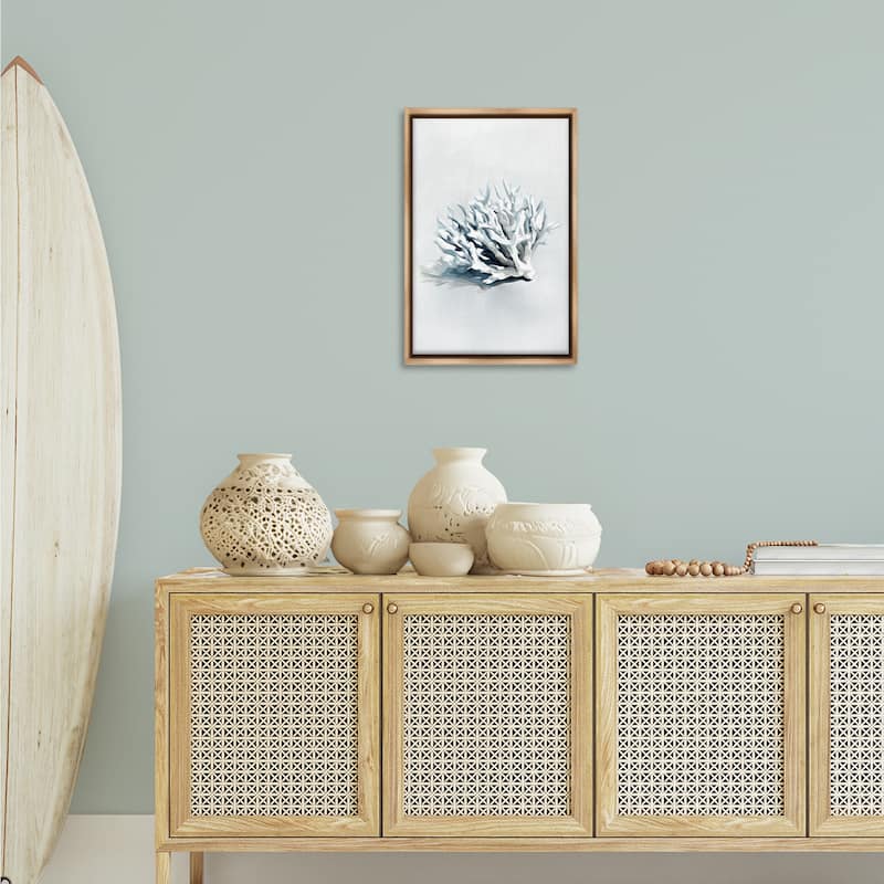 Stupell Subtle Staghorn Coral Framed Floater Canvas Wall Art Design By Ramona Murdock