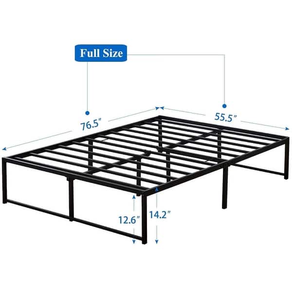 dimension image slide 2 of 3, 14 Inch Bed Frames,3500 lbs Heavy Duty Metal Platform,Steel Slats Support/No Box Spring Needed