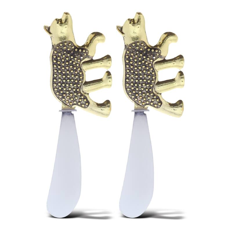KitchaBon Gold Stainless Steel Cheese Spreader Set of 2 - Black Bear