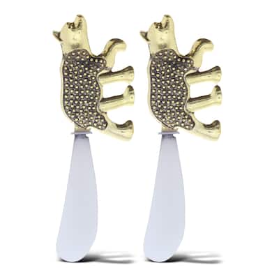 KitchaBon Gold Stainless Steel Cheese Spreader Set of 2 - Black Bear