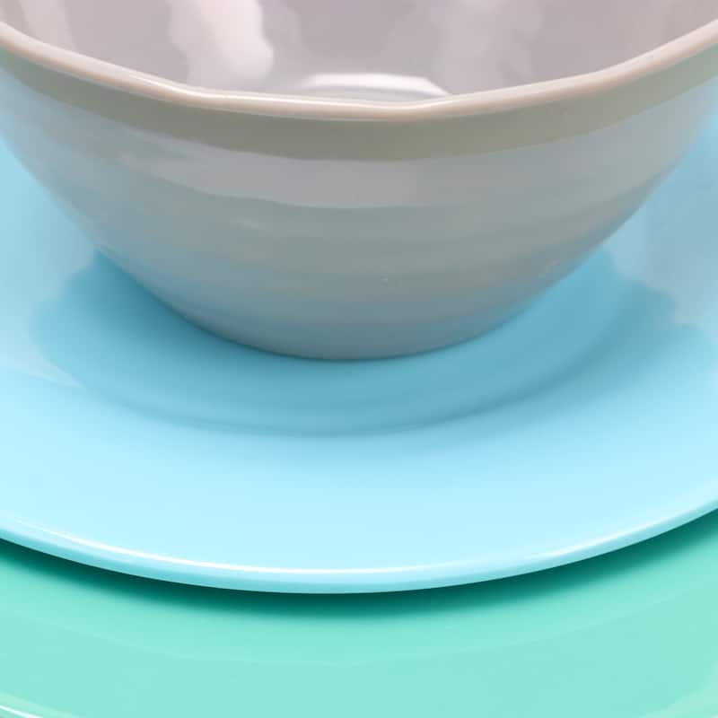 Gibson Burst 12 Piece Dinnerware Set in Cool Colors