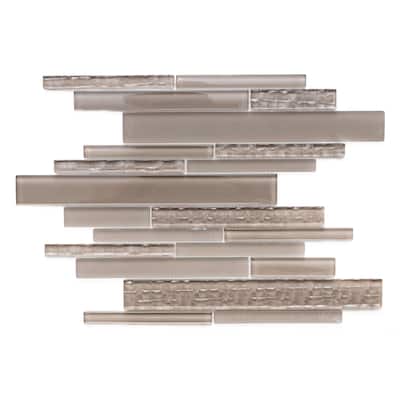 The Tile Life Karma Random Sized Brick Taupe 12x12 Textured Glass Mosaic Backsplash & Wall Tile
