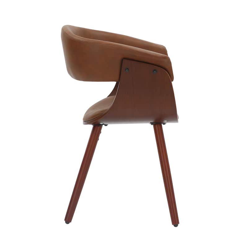 Porthos Home Zelda Faux Leather Mid-Century Dining Chair with Wooden Legs