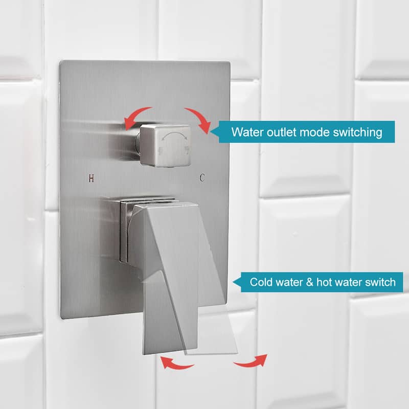 Brushed Nickel 1-handle Square Shower Faucet Shower System - 15.75"*10"