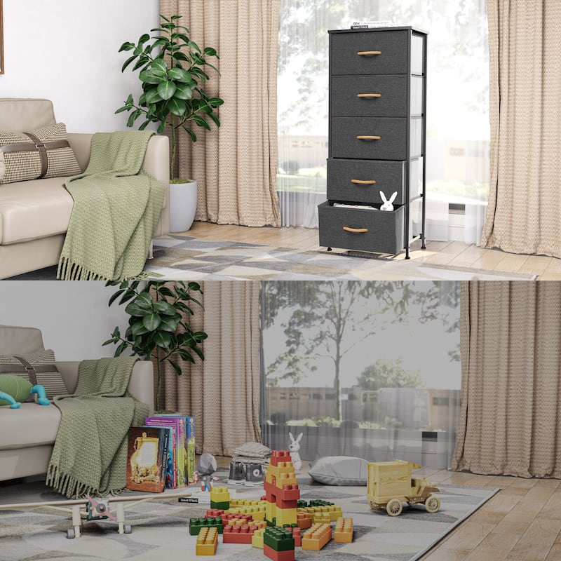 VredHom 5 Drawers Vertical Dresser Storage Tower