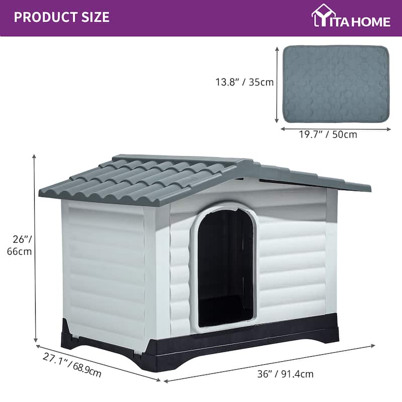 Moasis Slant-roof Dog House with Vent and Windows, Side Door
