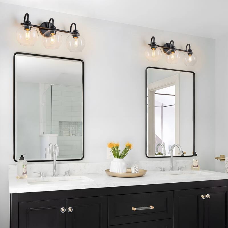 Starsky 3-Lights 20in. Dimmable Bathroom Vanity Light with Glass Globe Shade