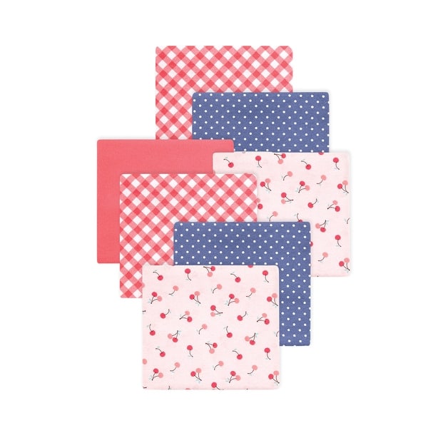 slide 1 of 1, Little Treasure Hudson Baby Girls Cotton Poly Flannel Receiving Blankets Multipack, Pink Cherry Sweet, 30x30 inches 30x30 inches - Pink Cherry Sweet