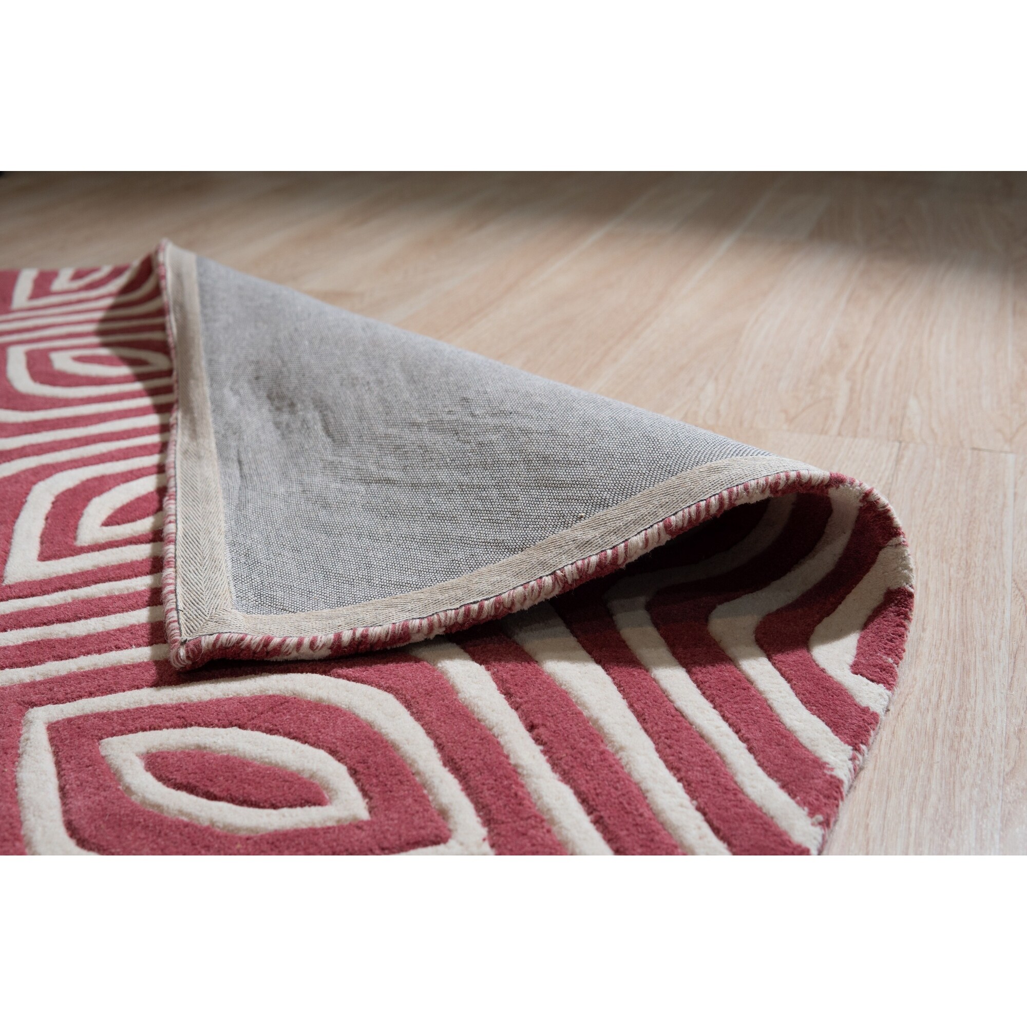 EORC Red Hand-Tufted Wool Contemporary Marla Rug, 5' x 8