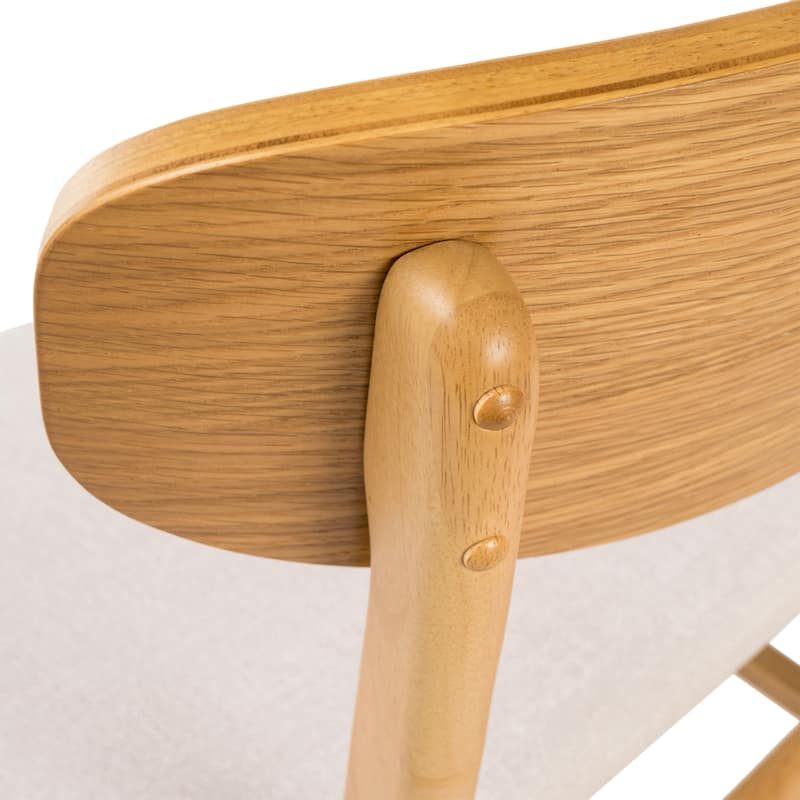 Roomfitters Set of 2 Modern Dining Chairs with Padded Fabric Seats and Solid Rubberwood Legs