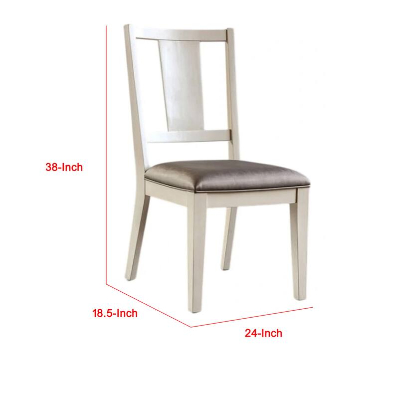 Witzy Side Dining Chair Set of 2, Faceted Panel Back, White Wood, Gray