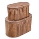 preview thumbnail 1 of 8, Decorative Woven Rattan Storage Boxes - 15.3"L x 10.3"W x 8.3"H Brown