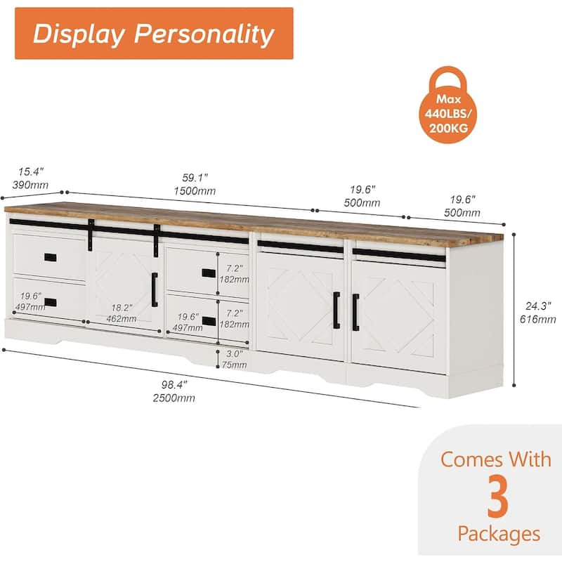 Modern Farmhouse TV Stand for up to 85" 110" 140" TVs
