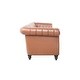 preview thumbnail 5 of 5, 84\'\' Brown PU Rolled Arm Chesterfield Three Seater Sofa.
