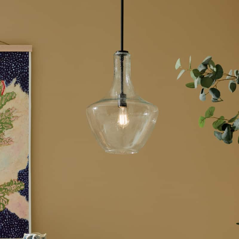 Kichler Lighting Everly 1-Light Bell Pendant Light with Seeded Glass