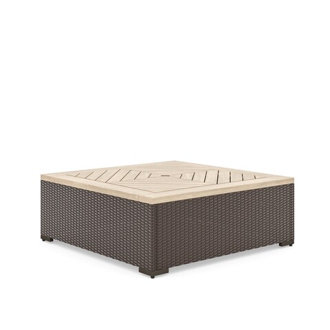 Homestyles Palm Springs Brown Rattan Outdoor Coffee Table - 32" x 32" x 12"