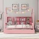 preview thumbnail 29 of 36, Wooden Twin Size House Bed with Trundle and Shelf for Kids