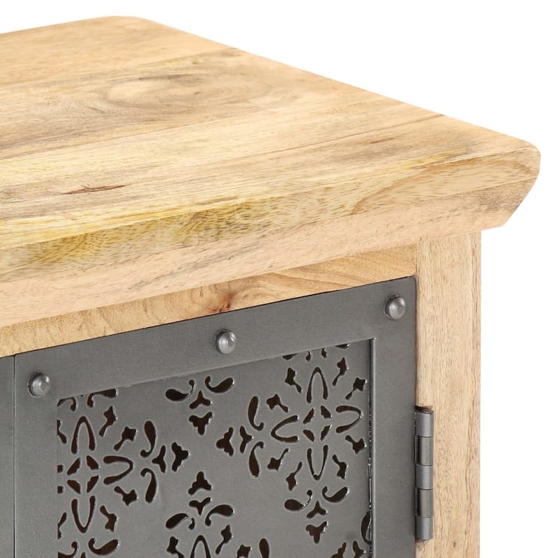 vidaXL Sideboard with Steel Doors 23.6"x13.8"x29.5" Solid Mango Wood
